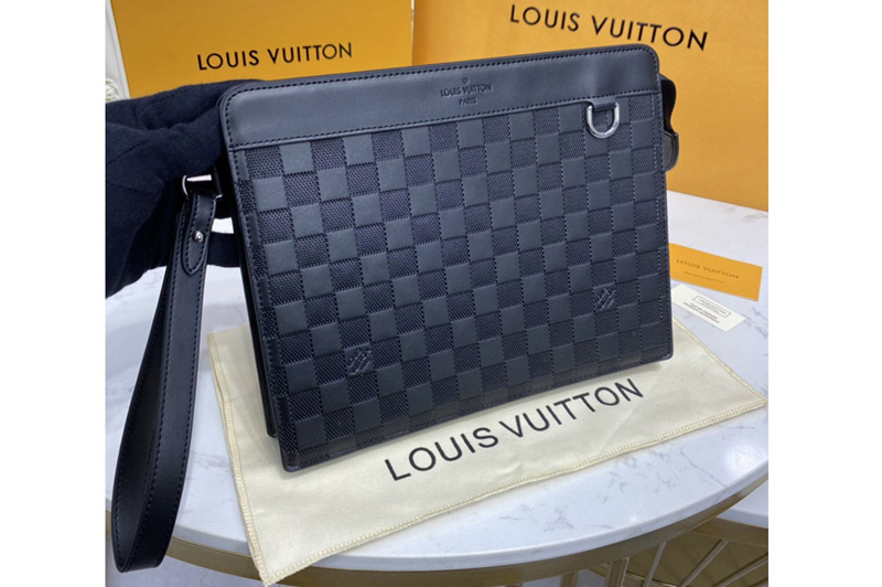 Louis Vuitton N60448 LV Standing Pouch in Black Damier Infini 3D cowhide leather