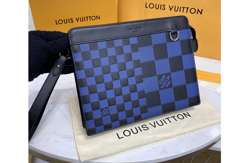 Louis Vuitton N60448 LV Standing Pouch in Blue Damier Infini 3D cowhide leather