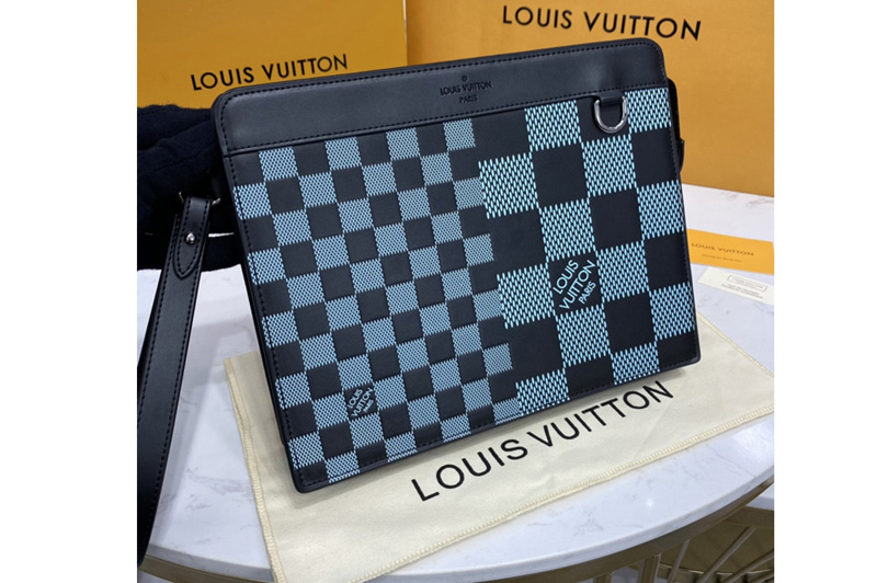 Louis Vuitton N60449 LV Standing Pouch in Green Damier Infini 3D cowhide leather