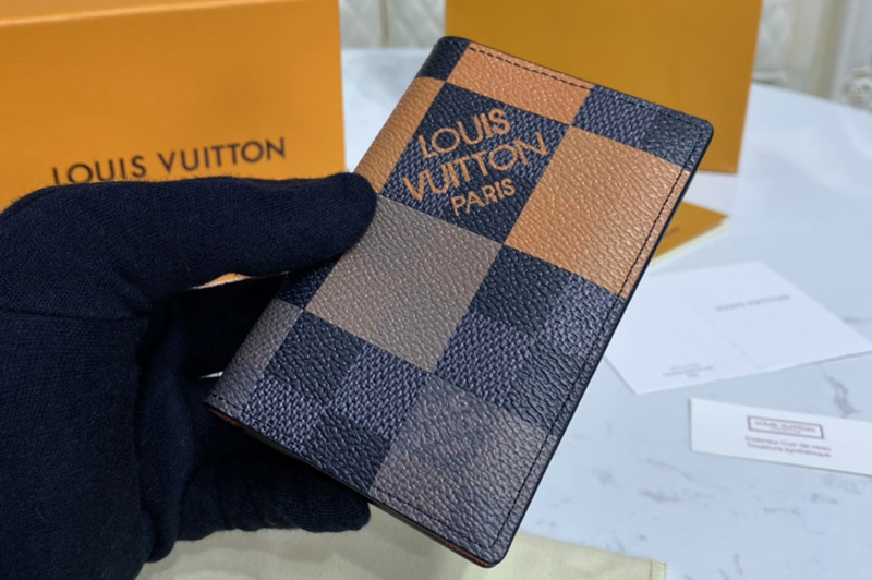 Louis Vuitton N40422 LV Pocket Organizer Wallet in Orange Damier Graphite Giant coated canvas
