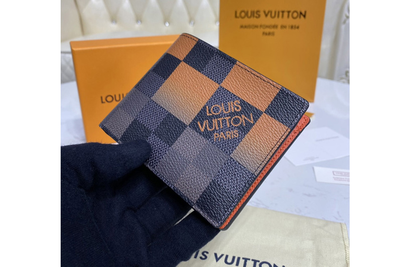 Louis Vuitton N40423 LV Multiple Wallet in Orange Damier Graphite Giant coated canvas