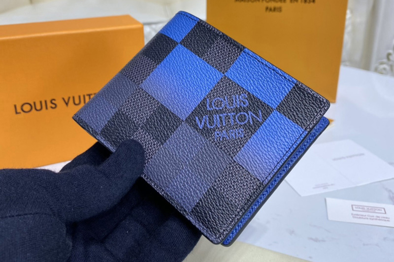 Louis Vuitton N40414 LV Multiple Wallet in Blue Damier Graphite Giant coated canvas