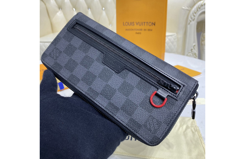 Louis Vuitton N60355 LV Utility Zippy wallet in Damier Graphite Giant coated canvas