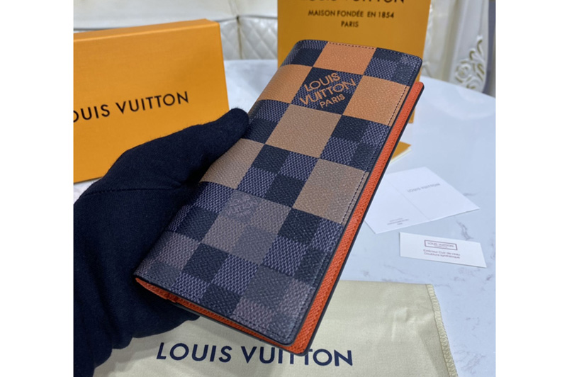 Louis Vuitton N60424 LV Brazza wallet in Orange Damier Graphite Giant coated canvas