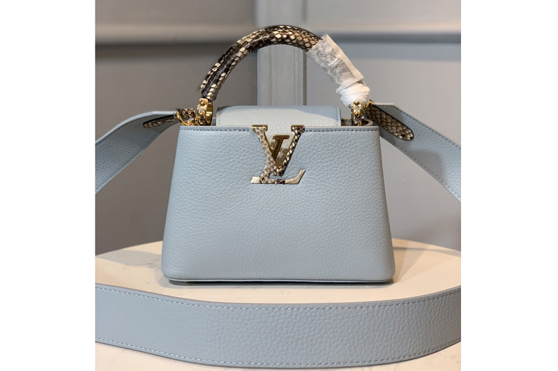 Louis Vuitton M55920 LV Capucines Mini handbag In Blue Taurillon leather