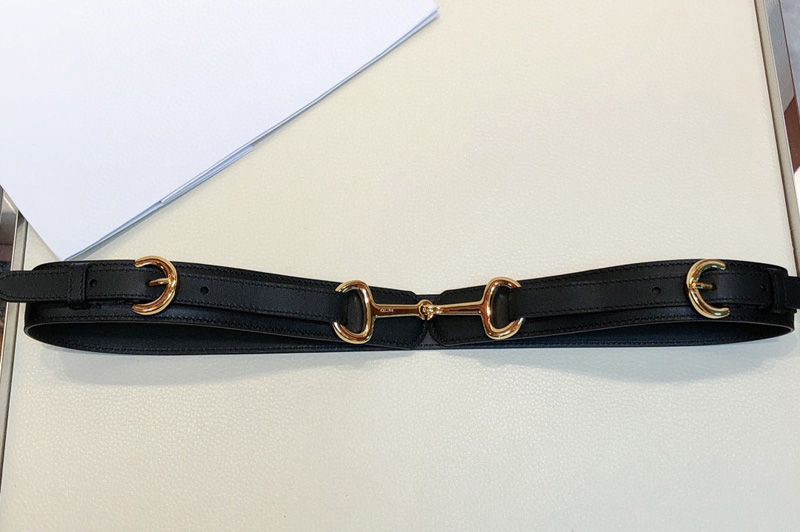 Celine Maillon Triomphe belt with horsebit in Black natural calfskin