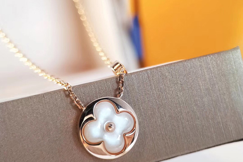 Louis Vuitton Q93520 LV Color Blossom Sun Pendant Pink Gold and White Mother of Pearl