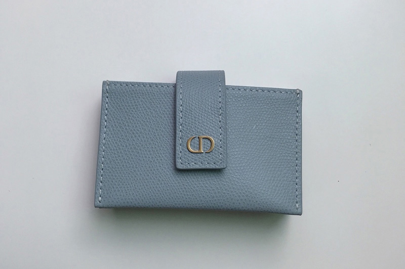 Christian Dior S2058 30 Montaigne 5-gusset card holder in Dark Denim Blue Grained Calfskin