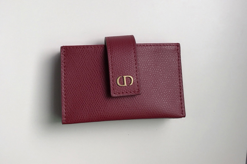 Christian Dior S2058 30 Montaigne 5-gusset card holder in Red Grained Calfskin