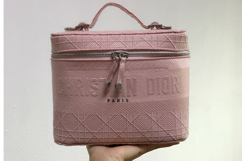 Christian Dior S5417 Diortravel Vanity Case in Pink Dior Oblique Canvas