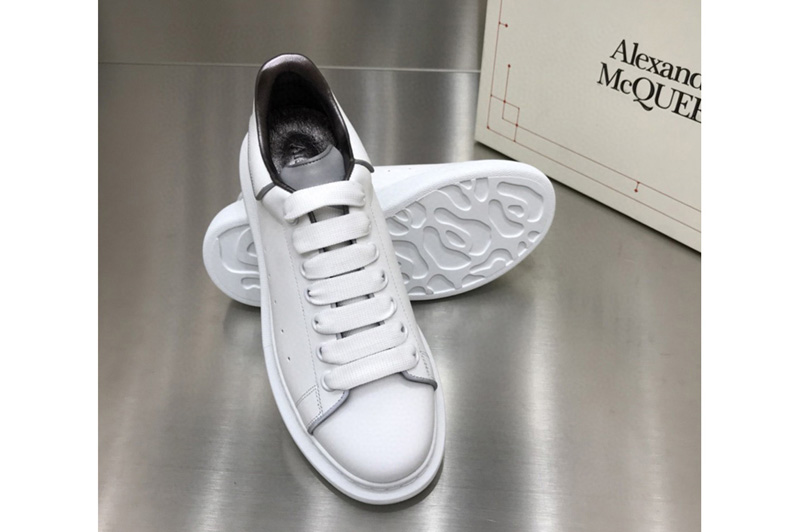 Men and Women's Alexander Mcqueen 553770 Oversized Sneaker White/Black Calfskin