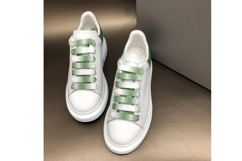 Men and Women's Alexander Mcqueen 553770 Oversized Sneaker White/Green Calfskin