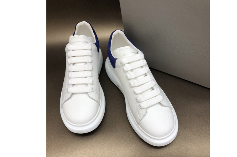 Men and Women's Alexander Mcqueen 553770 Oversized Sneaker White/royal blue Calfskin