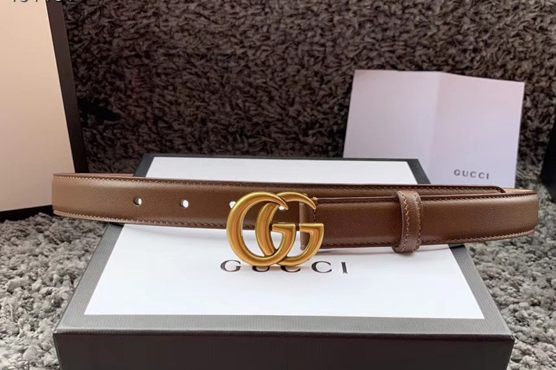 Women's Gucci 370717 25mm Leather belt with Gold Double G buckle in Caramel Leather