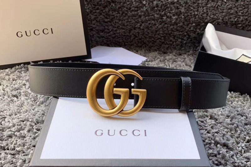 Women's Gucci 400593 40mm Leather belt with Gold Double G buckle in ...