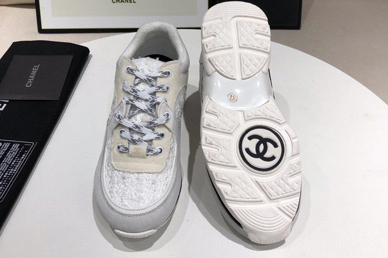 Womens CC Sneakers Gray Suede and White Cotton