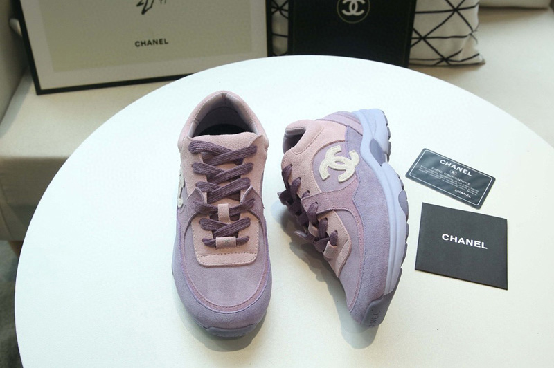 Womens and Mens CC Sneakers Pink/Purple Velvet Calfskin & Mixed Fiber