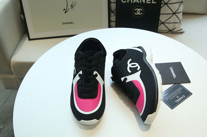 Womens and Mens CC Sneakers Black/Rose Velvet Calfskin & Mixed Fiber