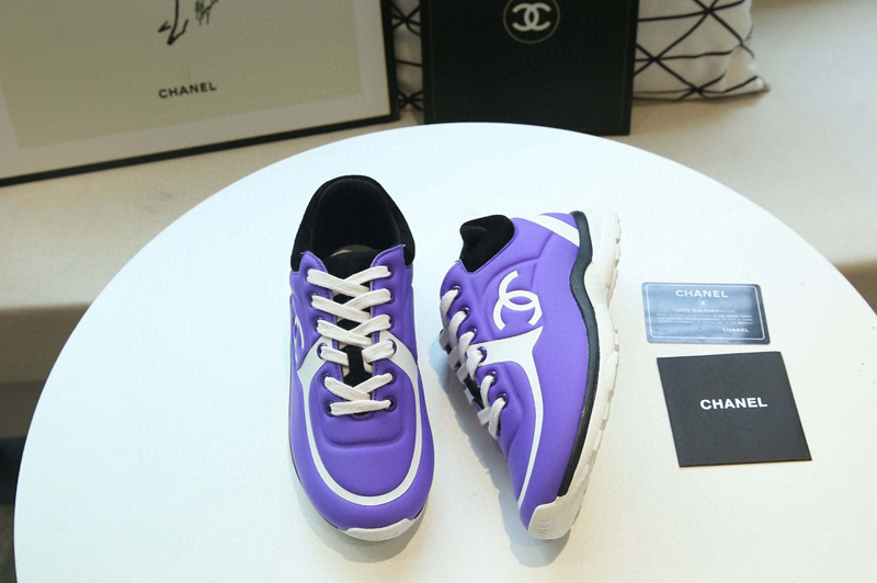 Womens and Mens CC Sneakers Purple Velvet Calfskin & Mixed Fiber