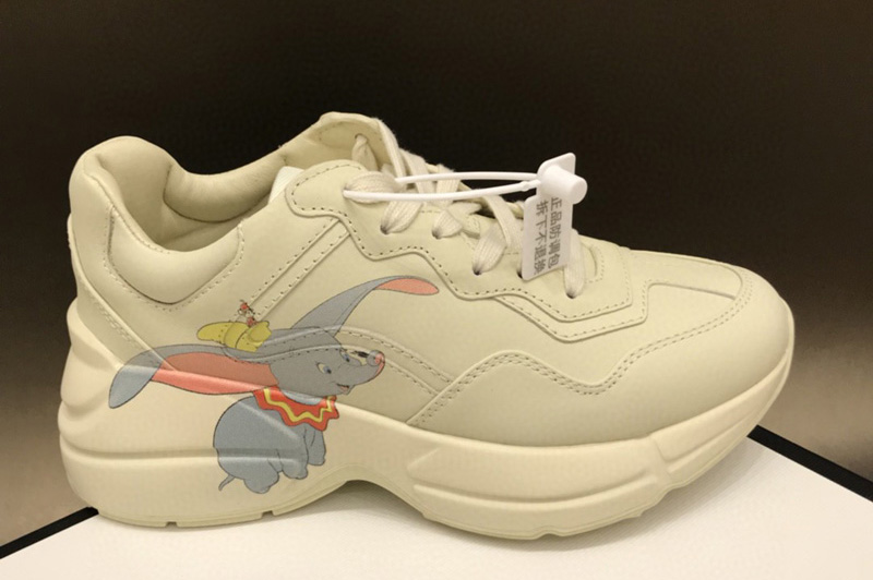 Women and Men Gucci Rhyton Dumbo Sneakers in White Leather