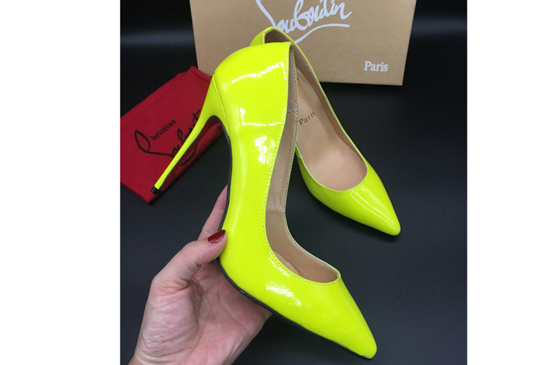 Womens Christian Louboutin Pigalle Follies pump10cm heel shoes in Green patent leather