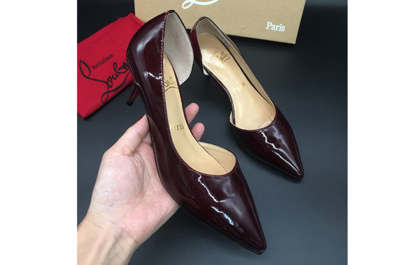 Womens Christian Louboutin Pigalle Follies pump 6cm heel shoes in Burgundy patent leather