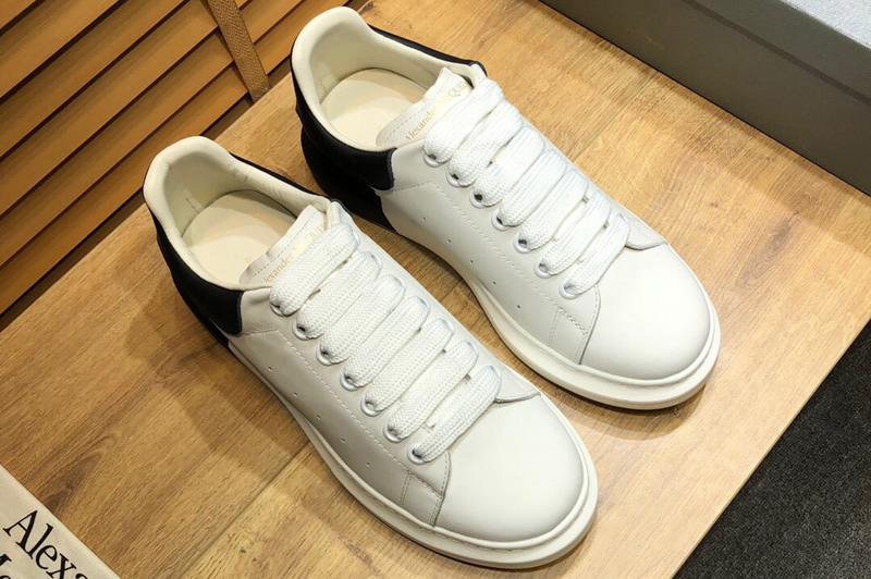 Men/Women's Alexander Mcqueen Oversized Sneaker and Shoes White/Black Leather