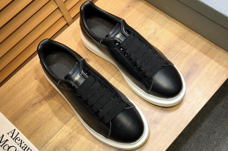 Men/Women's Alexander Mcqueen Oversized Sneaker and Shoes Black Leather