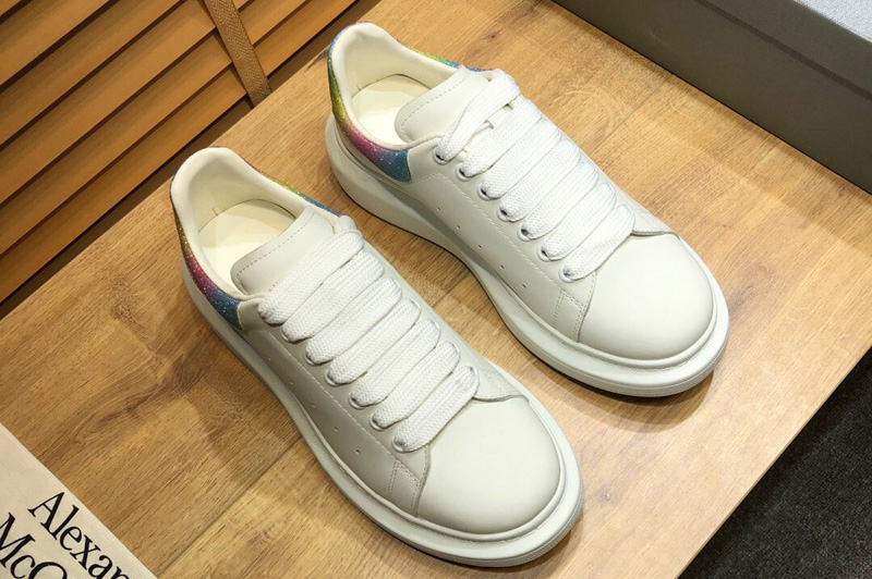 Men/Women's Alexander Mcqueen Oversized Sneaker and Shoes White/Pink/Blue/Green Leather