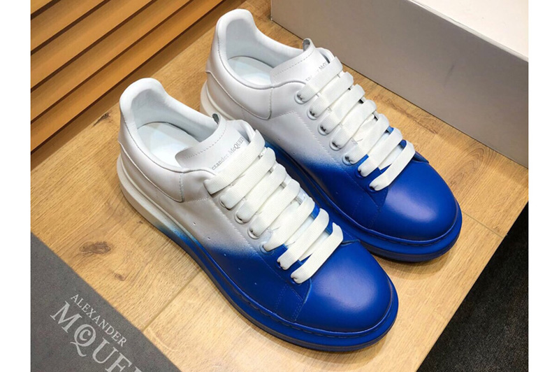 Men/Women's Alexander Mcqueen Oversized Sneaker and Shoes Blue/White Leather