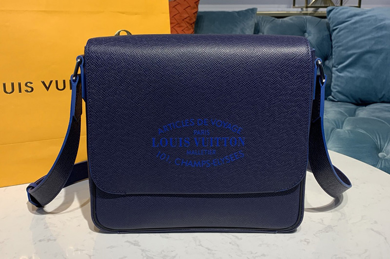 Louis Vuitton M30362 LV Roman PM Messenger Bag in Navy Blue Taiga leather