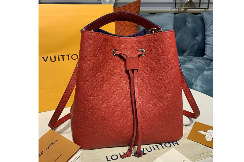 Louis Vuitton M45306 LV Neonoe MM Bags in Navy Red Monogram Empreinte leather