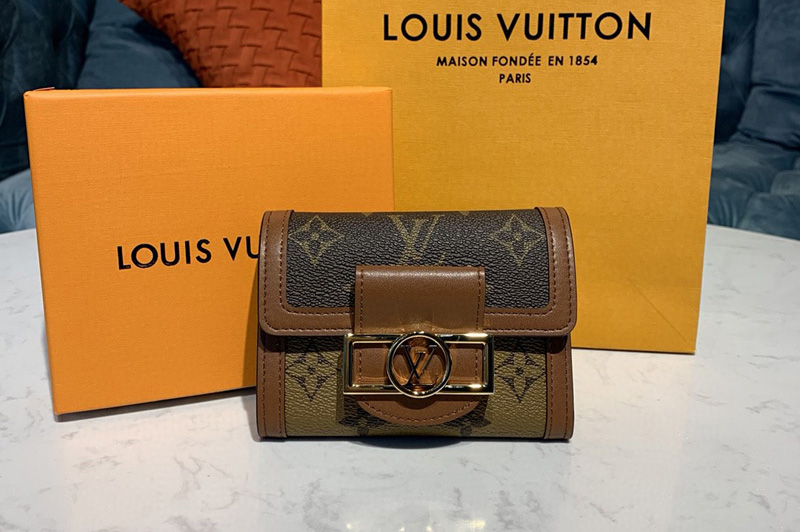 Louis Vuitton M68725 LV Dauphine compact wallet in Monogram and Monogram Reverse coated canvas