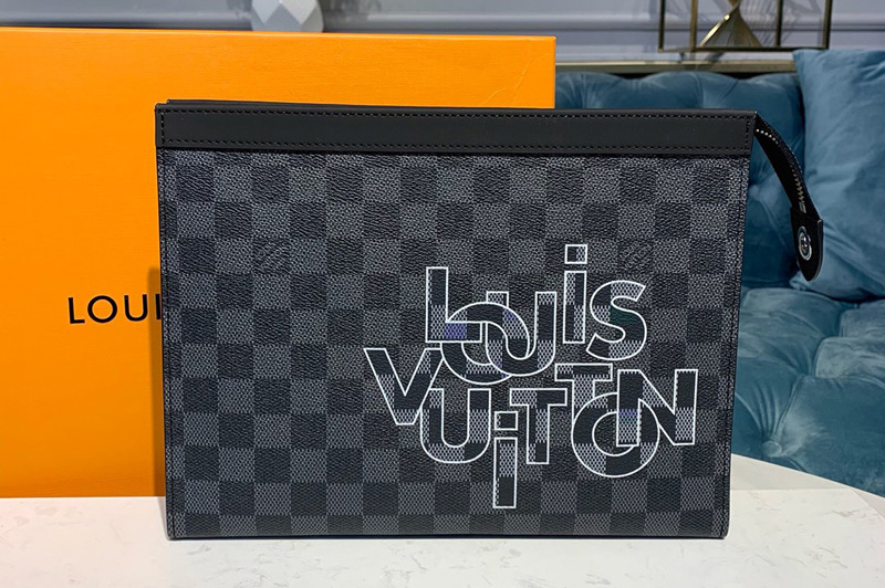 Louis Vuitton N41696 LV Pochette Voyage MM in Damier Graphite coated canvas