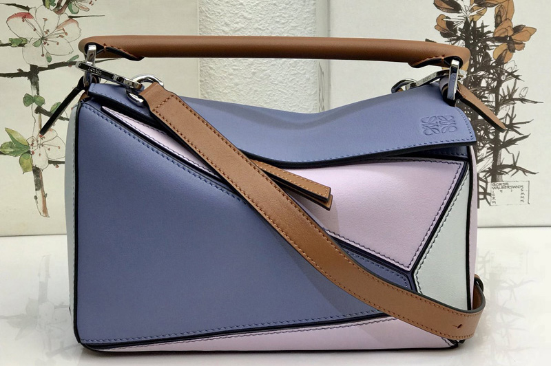 Loewe Small Puzzle bag in Blue/Pink/White classic calfskin