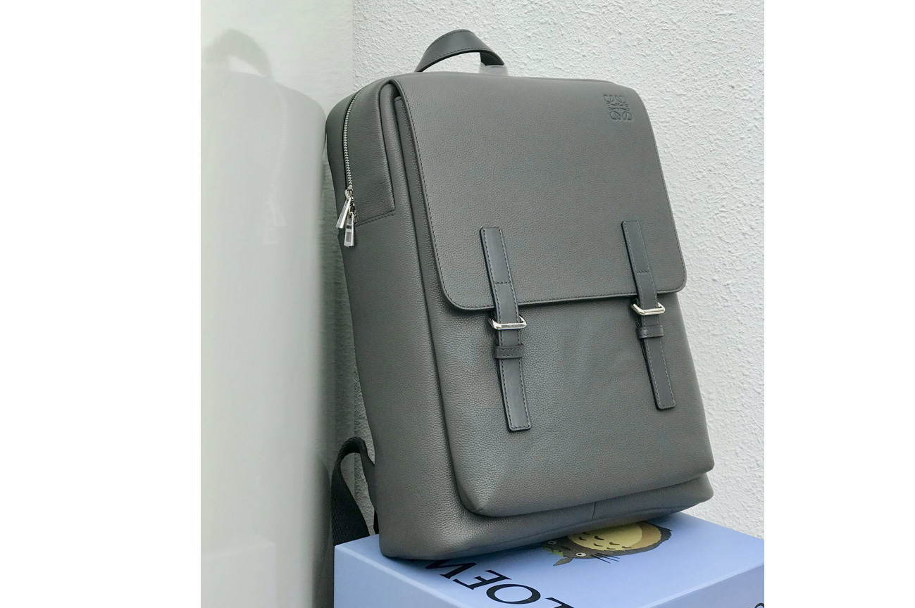 Loewe 10266 Military Backpack in Gray soft grained calfskin
