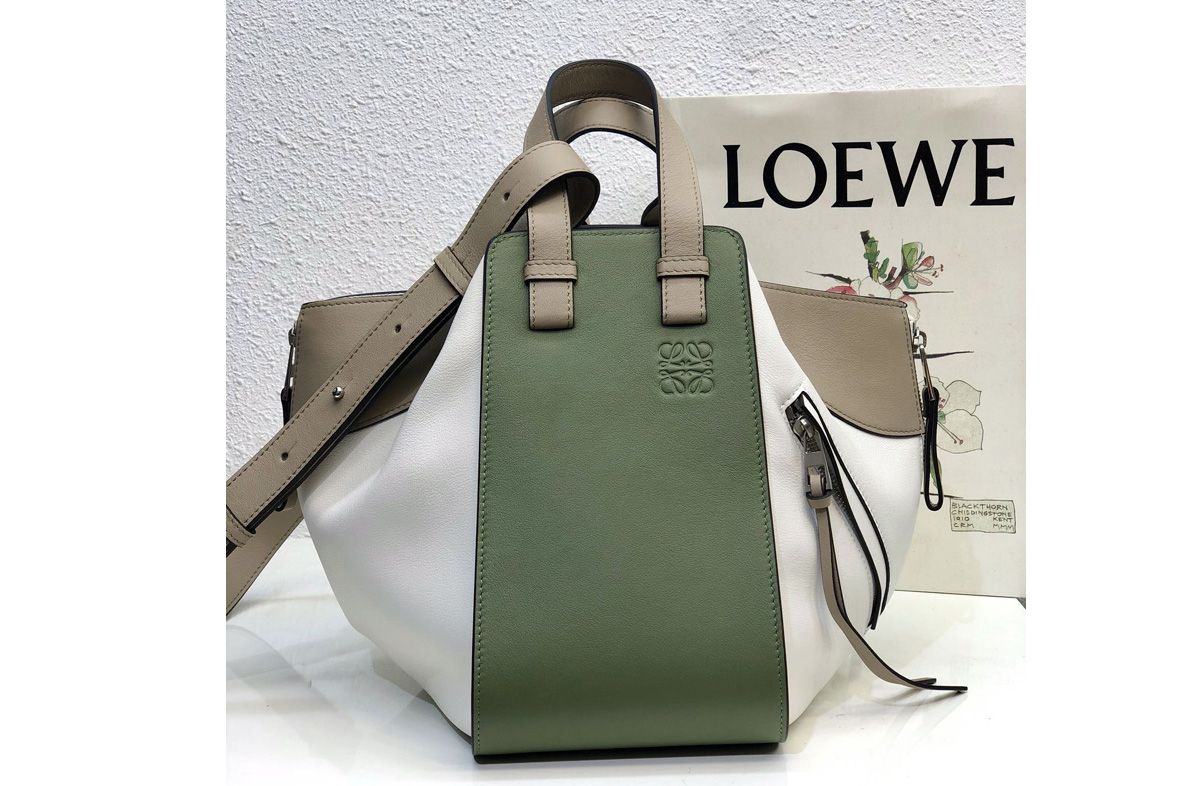 Loewe Small Hammock bag in Green/White classic calfskin