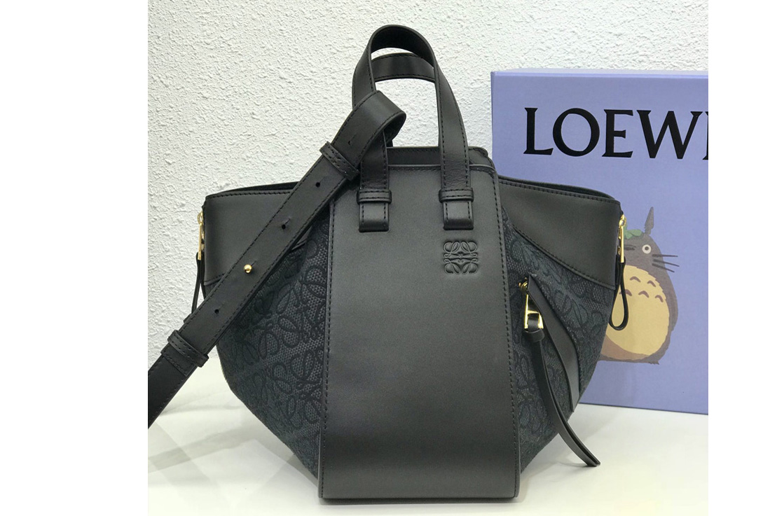 Loewe Small Hammock bag in Anthracite/Black Anagram jacquard and calfskin