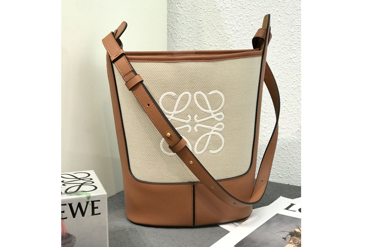 Loewe Small Hobo bag in Ecru/Tan Anagram jacquard and calfskin