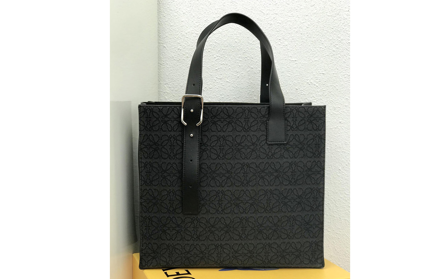 Loewe Buckle Tote in Anthracite/Black Anagram jacquard and calfskin