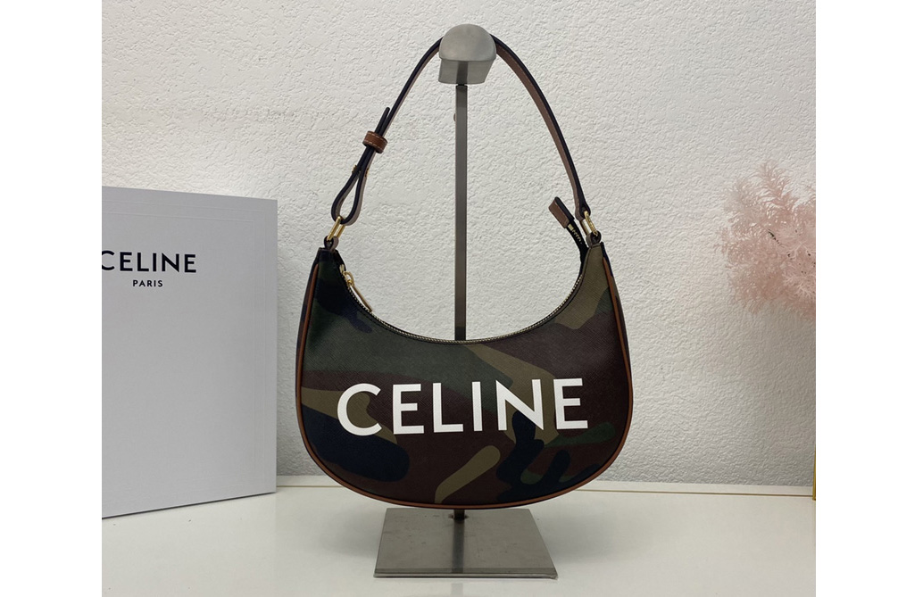 Celine 193952 AVA BAG IN CANVAS WITH CAMOUFLAGE AND CELINE PRINT KHAKI