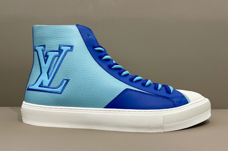 Louis Vuitton 1A8XVW LV Tattoo sneaker boot in Blue Grained calf leather