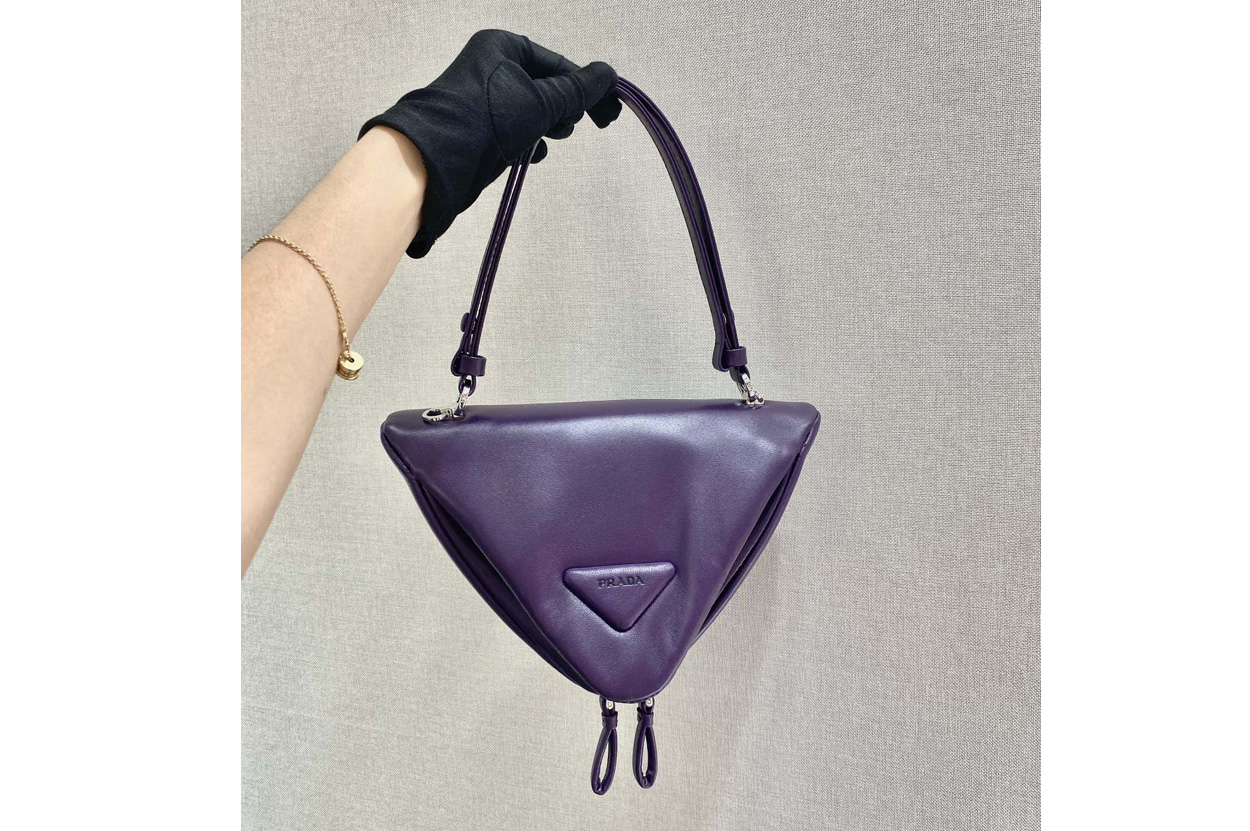 Prada 1BA315 Padded nappa leather handbag in Purple nappa leather