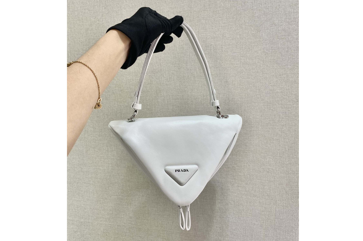 Prada 1BA315 Padded nappa leather handbag in White nappa leather