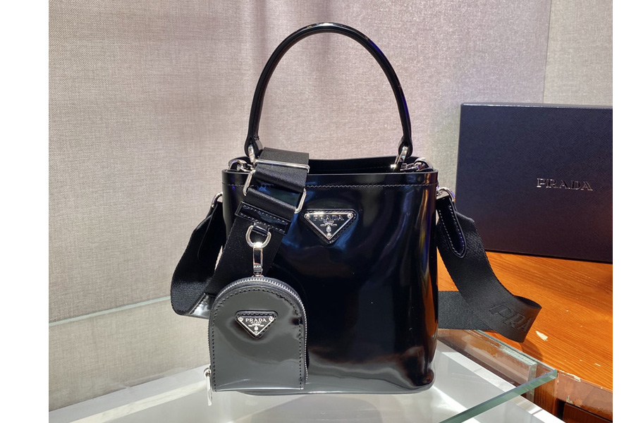 Prada 1BA319 Prada Panier Bag in Black Leather