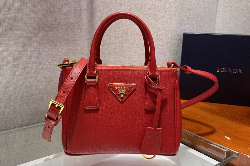 Prada 1BA906 Prada Galleria Saffiano leather micro-bag in Red Saffiano leather