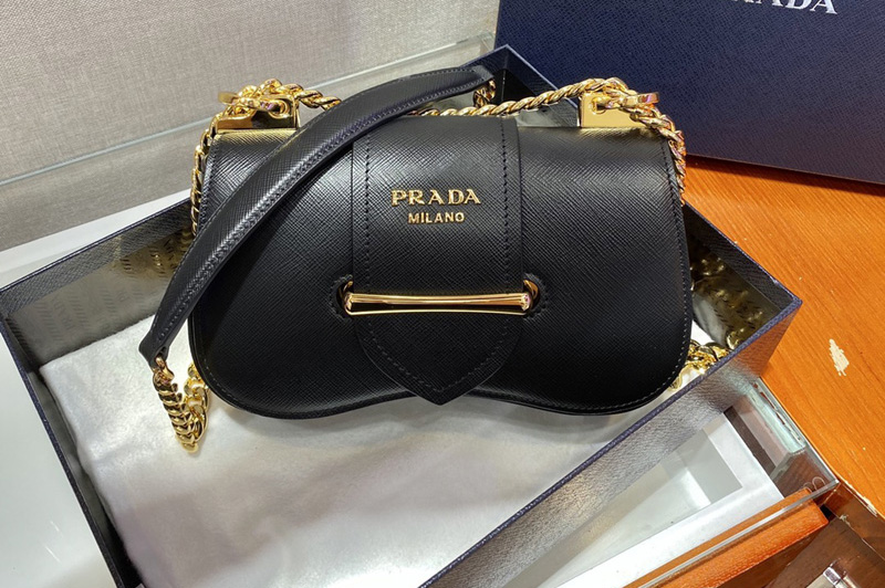 Prada 1BD219 Saffiano Leather Prada Sidonie Bag in Black Saffiano leather