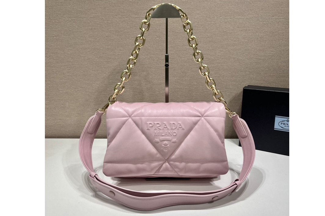 Prada 1BD306 Padded nappa leather shoulder bag in Pink nappa leather