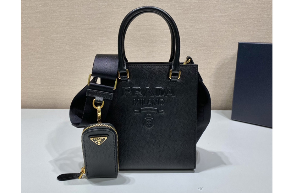Prada 1BA333 Small Saffiano leather handbag in Black Saffiano leather
