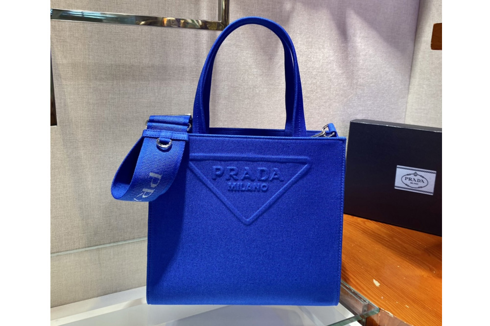 Prada 1BG382 Drill tote bag in Blue Fabric